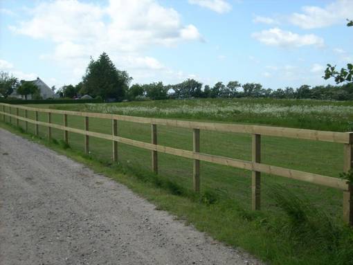 Hundehegn kombineret af træhegn og stålgærde
